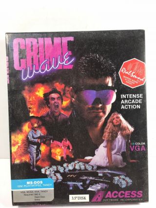 Crime Wave 1990 3.  5” Disk Ms - Dos Ibm Pc Access Vintage Retro Computer Game Rare