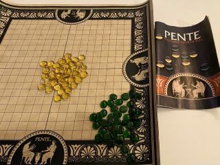 Vintage Pente 1984 Complete Roll Up Board Game Red Tube Parker Bros Green Yellow