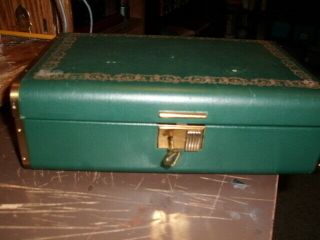 Vintage Green Farrington Texol Jewelry Box With Key