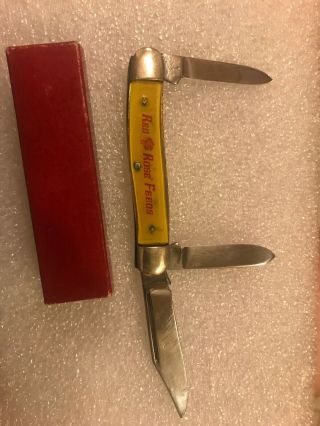 Vintage Kutmaster Red Rose Feeds Advertising Pocket Knife Made In Utica Ny Usa
