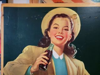Vintage Post WWII 1948 Coca Cola Cardboard Sign Antique Soda Fountain Diner 3