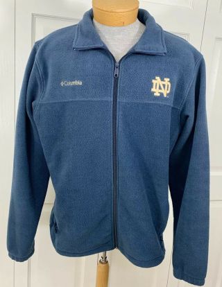 Notre Dame Full Zip Up Fleece Jacket Vintage Columbia Men’s Size Xl Extra Large