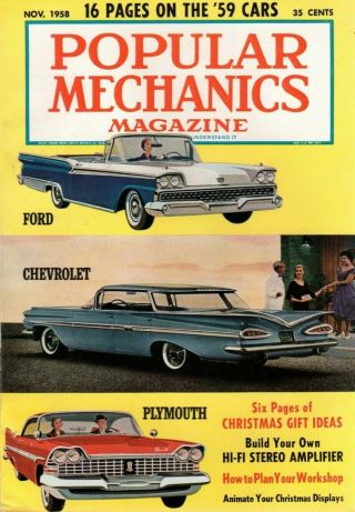 Vintage 1958 Popular Mechanics Magazines Cars Automobiles Plymouth Ford Chevy