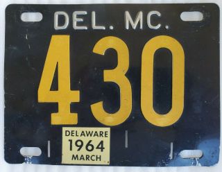 Mc430 Delaware Motorcycle License Plate 3 Digit Black Yellow Tag Ssteel