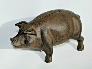 Cute Vintage Heavy Cast Iron Pig Piggy Bank Door Stop 8 