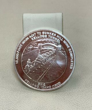 1981 Bunker Hill Silver 10,  000 Ft Kellogg Tunnel Vintage 1 Oz Silver Round
