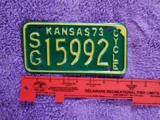 Gr8 1973 Kansas Motorcycle License Plate Tag Number Sg15992 Vintage Ks Sedgwick