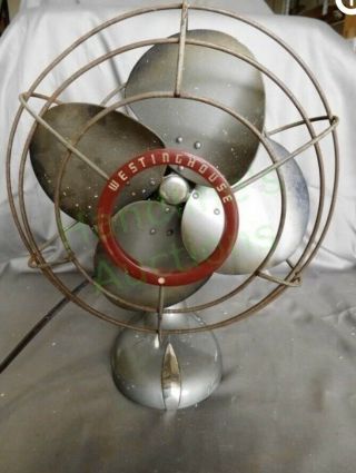 Vintage 1940 - 50 Electric Fan Westinghouse Red Ring Large 15”x 12” Oscilating Fan
