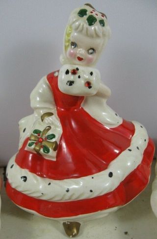 3 Vintage Christmas Porcelain Santa Nuts Tray Mrs Clause Kreiss Japan 2