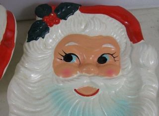 3 Vintage Christmas Porcelain Santa Nuts Tray Mrs Clause Kreiss Japan 3