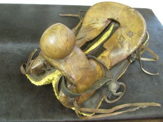 Antique Half Saddle 3 - Old Mexican - Western - Rustic - Vaquero - Cowboy - Leather