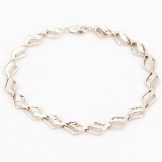 Vtg Sterling Silver - Diamond Cut Link 7.  5 " Bracelet - 7g