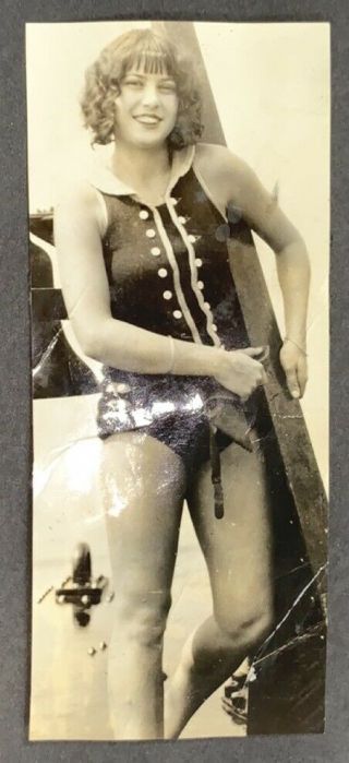 Vintage Photograph Surfer Girl With Surf Board Steam Punk 1930 