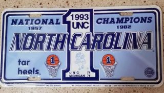 Unc North Carolina Tar Heels Basketball National Champions 1993 License Plate