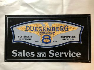 Vintage Duisenberg Straight 8 Sales And Service Porcelain Automotive Sign