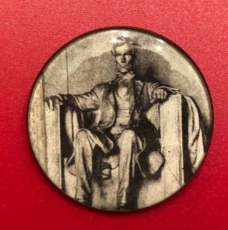 Vintage Lincoln Memorial Under Glass Button By Harry Wessel,  Large,  Signed
