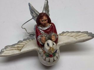 Vintage Pam Schifferl Christmas Ornament Angel On Dove Midwest Of Cannon Falls