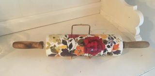 Vintage Pioneer Woman Timeless Floral Rolling Pin Fall Flowers 2