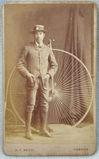 Cdv Penny Farthing Cyclist Bicycle Antique Victorian Photo Reed Cycling