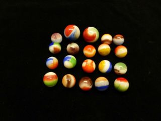 Vintage Group Of 20 Vitro Agate All Red Marble King Marbles 2 Shooters Offer 27