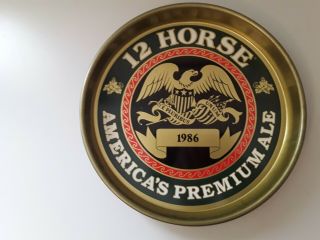 Vintage Genesee 12 Horse Ale 1986 Metal Beer Tray With Eagle - Exc -