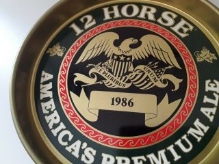 Vintage Genesee 12 Horse Ale 1986 Metal Beer Tray With Eagle - EXC - 3