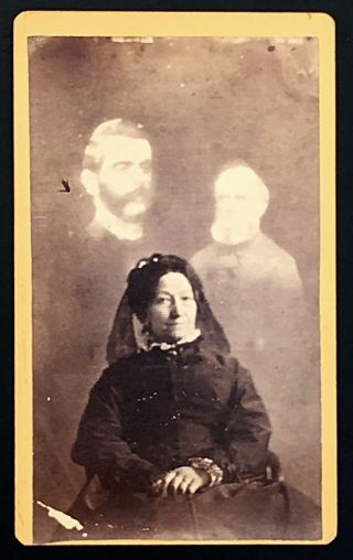 Fine Antique Spirit Ghost Cdv Woman With Two Spirits