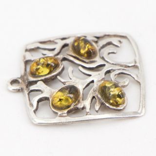 VTG Sterling Silver - Baltic Amber Cluster Tree of Life Pendant - 3g 2