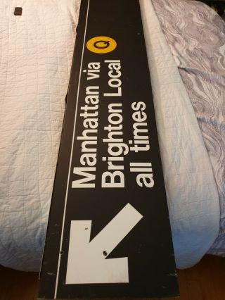 (2) Nyc Mta Subway Metal Signs 14 " X 72 " With Wall St And Manhattan Q