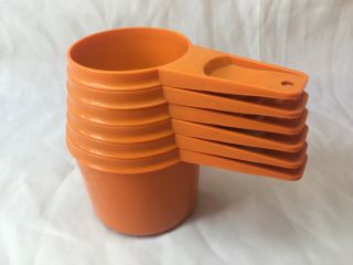 Vintage Tupperware Measuring Cups Set Of 6 Orange Harvest 1970s Brady Bunch