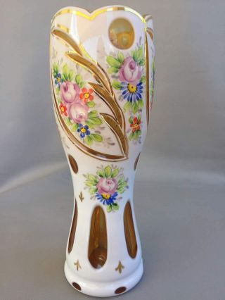 Vintage Cutted Glass Vase White With Flowers 2