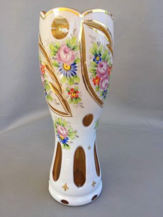Vintage Cutted Glass Vase White With Flowers 3
