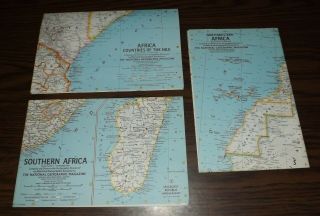3 Vintage Wall Maps Of Africa North South Nile Size 19 " X 25 " Teachers Aids