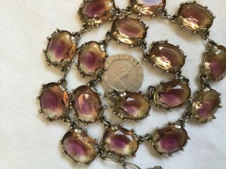 Vintage Bezel Set Open Back Bi Colour Glass Cabochon Necklace