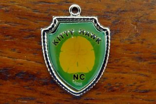 Vintage Sterling Silver Kitty Hawk North Carolina State Travel Shield Charm E22