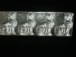 Vintage metal chocolate mold flat of 4 sitting cats. 2
