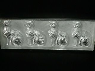 Vintage metal chocolate mold flat of 4 sitting cats. 3