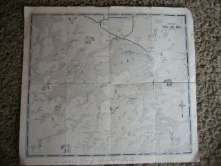 Vintage Map Of Eagle Lake Area,  Near Dryden,  Ontario,  Canada