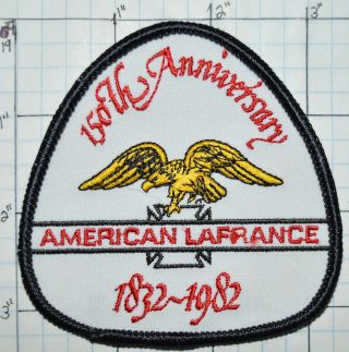 Vintage American Lafrance Fire Truck Company 150th Anniversary 1982 Patch