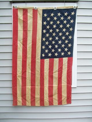 Vintage American Flag 50 Stars Screenprinted On Single Piece Cotton Fabric 36x56