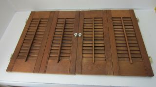 Vintage Colonial Wood Interior Louver Window Shutter Pair 21 " Tall 33 " Wide K2
