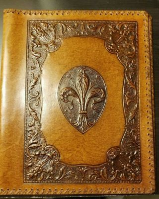 Vintage Italian Hand Tooled / Embossed Leather Book Cover