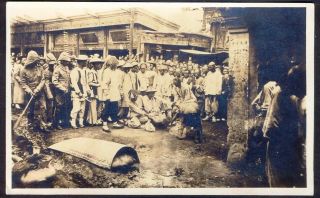Crowds Watch Chinese Execution.  1920s Vintage Real Photo Postcard.  Post