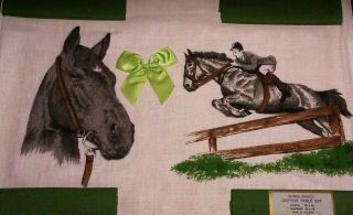 Vintage Old Mill Linens Horses Screen Printed Cotton Table Set Made In Ireland