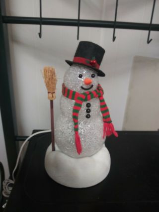 Vintage Chilly Sam Light - Up Snowman With Broom Vintage Avon Christmas