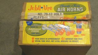 Vntg Jubil - Aire Nos Car Musical Air Horn Set 1970s W Disc Nebraska U Song