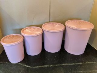 Vintage Tupperware Nesting Canisters - Set Of 4 - Dusty Rose -