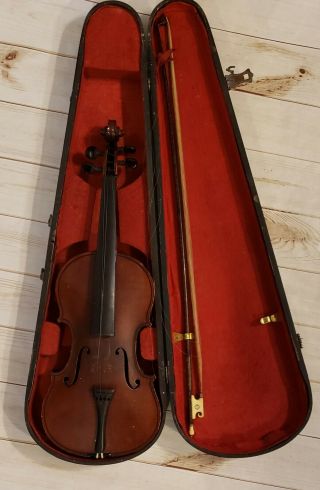Antique Violin Joseph Guarnerius Fecit Cremonae Anno 1760 Label Bow And Case 4/4