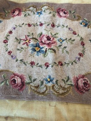 Vintage Needlepoint Piece Floral Roses