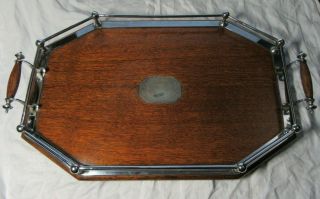 1899 Antique Wooden Tray Presented By Mayor Of Kirkby Silver Plaque 21 " X 14 "